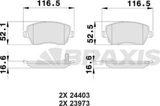 Braxis AB0034 - Brake Pad Set, disc brake autospares.lv