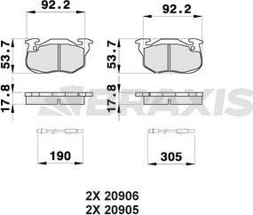 Braxis AB0035 - Brake Pad Set, disc brake autospares.lv