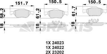 Braxis AB0030 - Brake Pad Set, disc brake autospares.lv