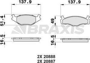 Braxis AB0026 - Brake Pad Set, disc brake autospares.lv