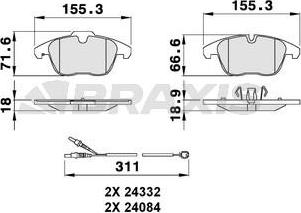 Braxis AB0071 - Brake Pad Set, disc brake autospares.lv