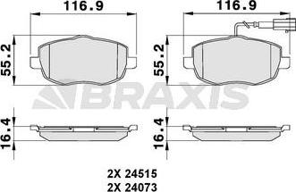 Braxis AB0078 - Brake Pad Set, disc brake autospares.lv