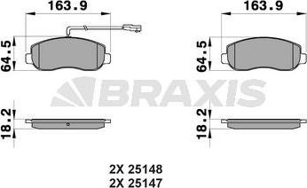 Braxis AB0199 - Brake Pad Set, disc brake autospares.lv