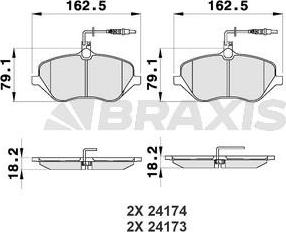 Braxis AB0194 - Brake Pad Set, disc brake autospares.lv