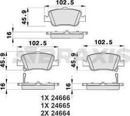Braxis AB0190 - Brake Pad Set, disc brake autospares.lv