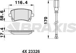 Braxis AB0159 - Brake Pad Set, disc brake autospares.lv