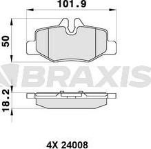 Braxis AB0164 - Brake Pad Set, disc brake autospares.lv