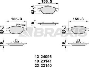 Braxis AB0161 - Brake Pad Set, disc brake autospares.lv