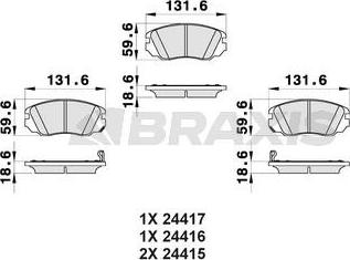 Braxis AB0167 - Brake Pad Set, disc brake autospares.lv