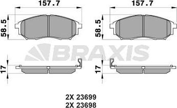 Braxis AB0104 - Brake Pad Set, disc brake autospares.lv