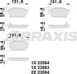 Braxis AB0106 - Brake Pad Set, disc brake autospares.lv