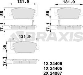 Braxis AB0103 - Brake Pad Set, disc brake autospares.lv