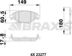 Braxis AB0114 - Brake Pad Set, disc brake autospares.lv