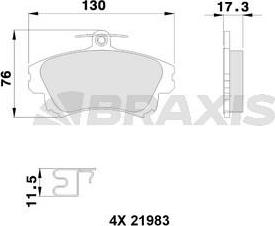 Braxis AB0112 - Brake Pad Set, disc brake autospares.lv