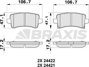 Braxis AB0180 - Brake Pad Set, disc brake autospares.lv