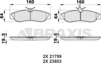 Braxis AB0181 - Brake Pad Set, disc brake autospares.lv