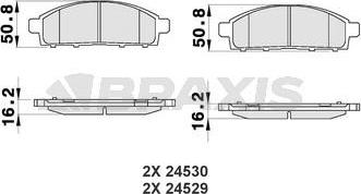 Braxis AB0187 - Brake Pad Set, disc brake autospares.lv