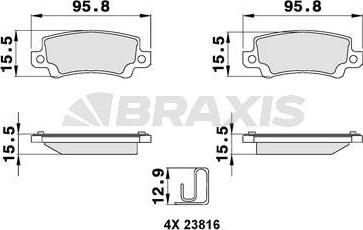 Braxis AB0136 - Brake Pad Set, disc brake autospares.lv
