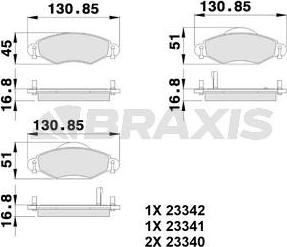 Braxis AB0120 - Brake Pad Set, disc brake autospares.lv
