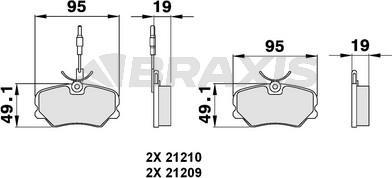 Braxis AB0127 - Brake Pad Set, disc brake autospares.lv