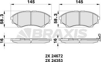 Braxis AB0178 - Brake Pad Set, disc brake autospares.lv