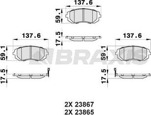 Braxis AB0173 - Brake Pad Set, disc brake autospares.lv