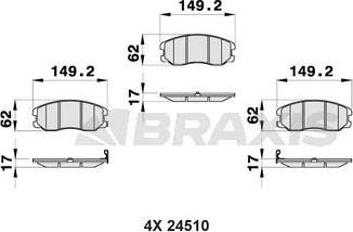 Braxis AB0172 - Brake Pad Set, disc brake autospares.lv