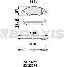 Braxis AB0394 - Brake Pad Set, disc brake autospares.lv