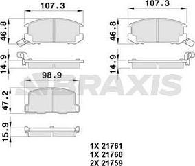 Braxis AB0390 - Brake Pad Set, disc brake autospares.lv