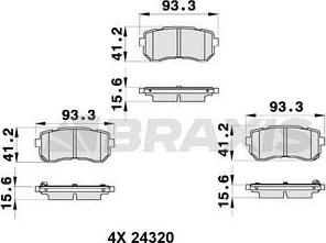 Braxis AB0349 - Brake Pad Set, disc brake autospares.lv