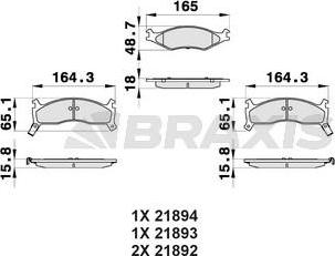 Braxis AB0346 - Brake Pad Set, disc brake autospares.lv
