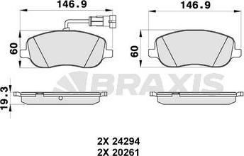 Braxis AB0342 - Brake Pad Set, disc brake autospares.lv