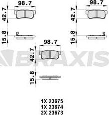 Braxis AB0359 - Brake Pad Set, disc brake autospares.lv