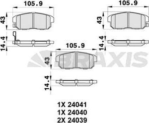 Braxis AB0354 - Brake Pad Set, disc brake autospares.lv
