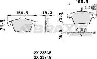 Braxis AB0353 - Brake Pad Set, disc brake autospares.lv