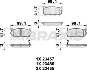 Braxis AB0304 - Brake Pad Set, disc brake autospares.lv