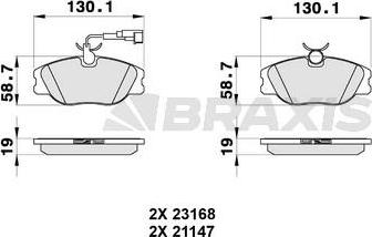 Braxis AB0315 - Brake Pad Set, disc brake autospares.lv