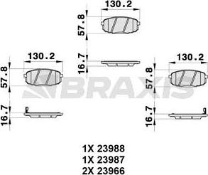 Braxis AB0312 - Brake Pad Set, disc brake autospares.lv