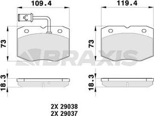 Braxis AB0384 - Brake Pad Set, disc brake autospares.lv