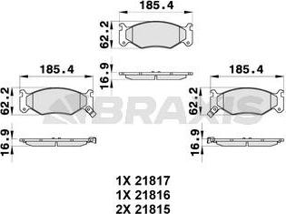 Braxis AB0326 - Brake Pad Set, disc brake autospares.lv