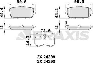 Braxis AB0327 - Brake Pad Set, disc brake autospares.lv