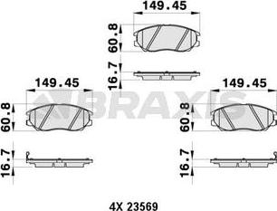 Braxis AB0376 - Brake Pad Set, disc brake autospares.lv