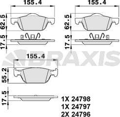 Braxis AB0378 - Brake Pad Set, disc brake autospares.lv