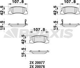 Braxis AB0373 - Brake Pad Set, disc brake autospares.lv