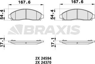 Braxis AB0377 - Brake Pad Set, disc brake autospares.lv