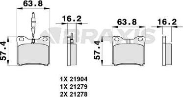 Braxis AB0294 - Brake Pad Set, disc brake autospares.lv