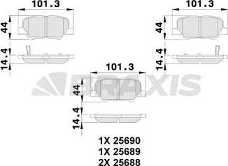 Braxis AB0240 - Brake Pad Set, disc brake autospares.lv