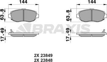 Braxis AB0248 - Brake Pad Set, disc brake autospares.lv