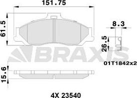 Braxis AB0242 - Brake Pad Set, disc brake autospares.lv