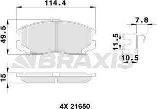 Braxis AB0250 - Brake Pad Set, disc brake autospares.lv